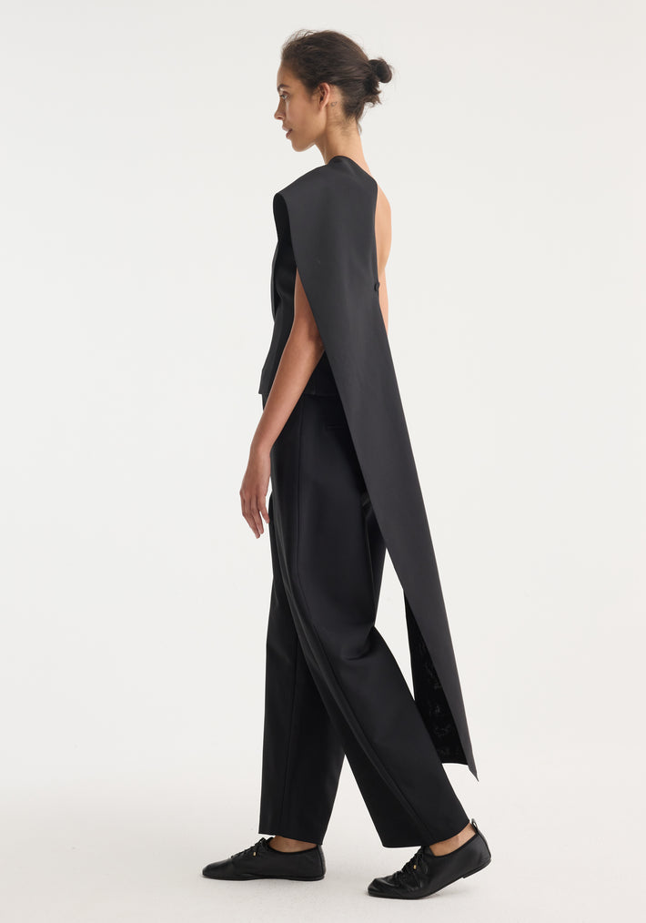 One-shoulder cape top | black