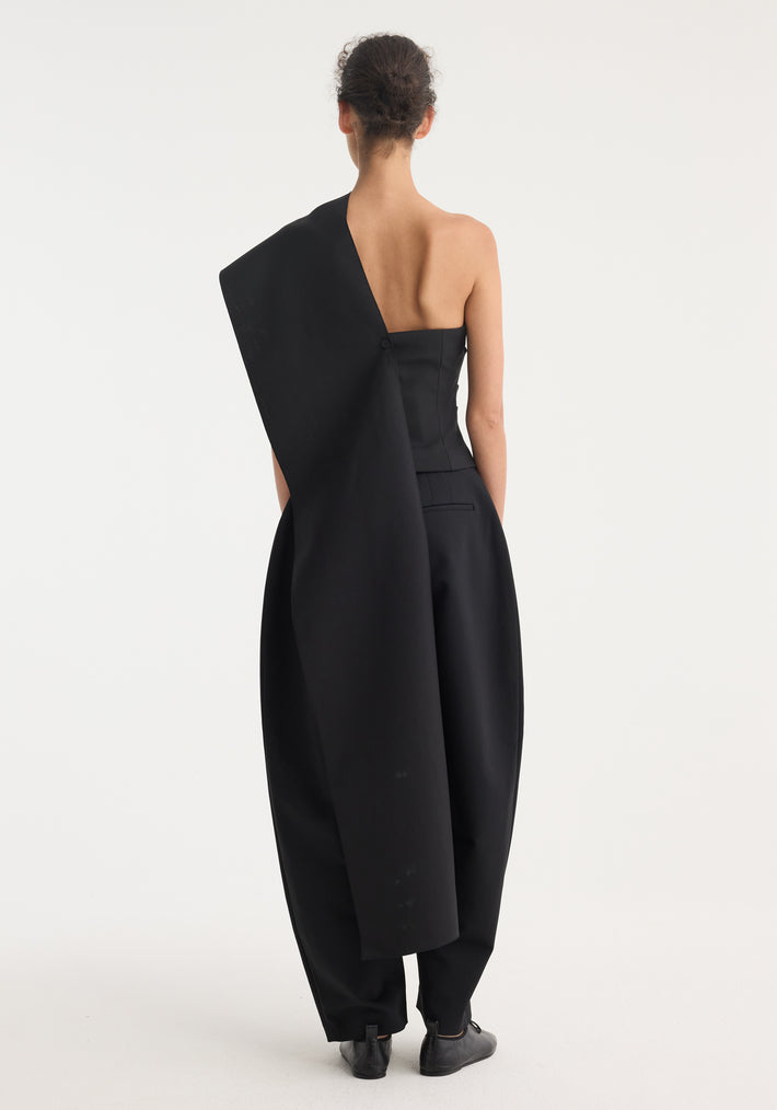 One-shoulder cape top | black