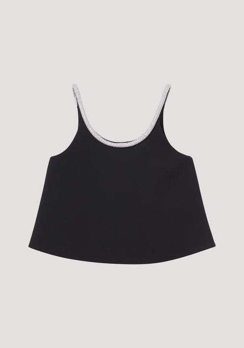 A-line appliqué top | black