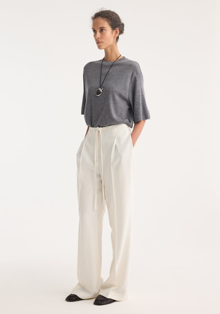 Oversized soft merino t-shirt | mid grey melange