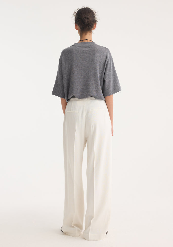 Oversized soft merino t-shirt | mid grey melange