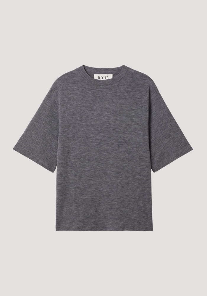 Oversized soft merino t-shirt | mid grey melange