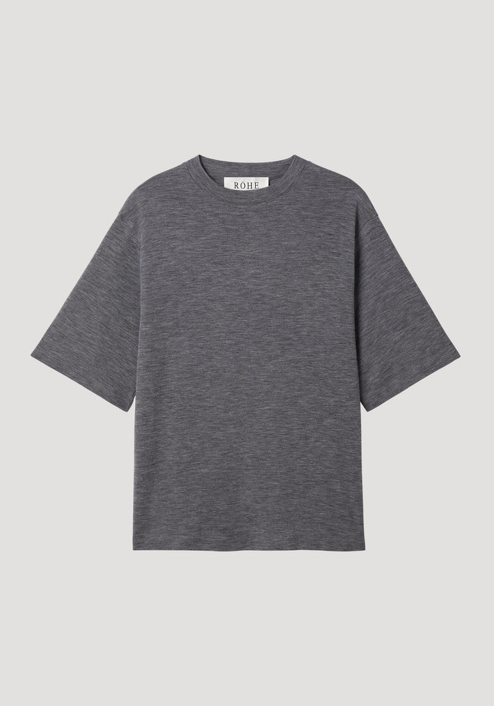 Oversized soft merino t-shirt | mid grey melange