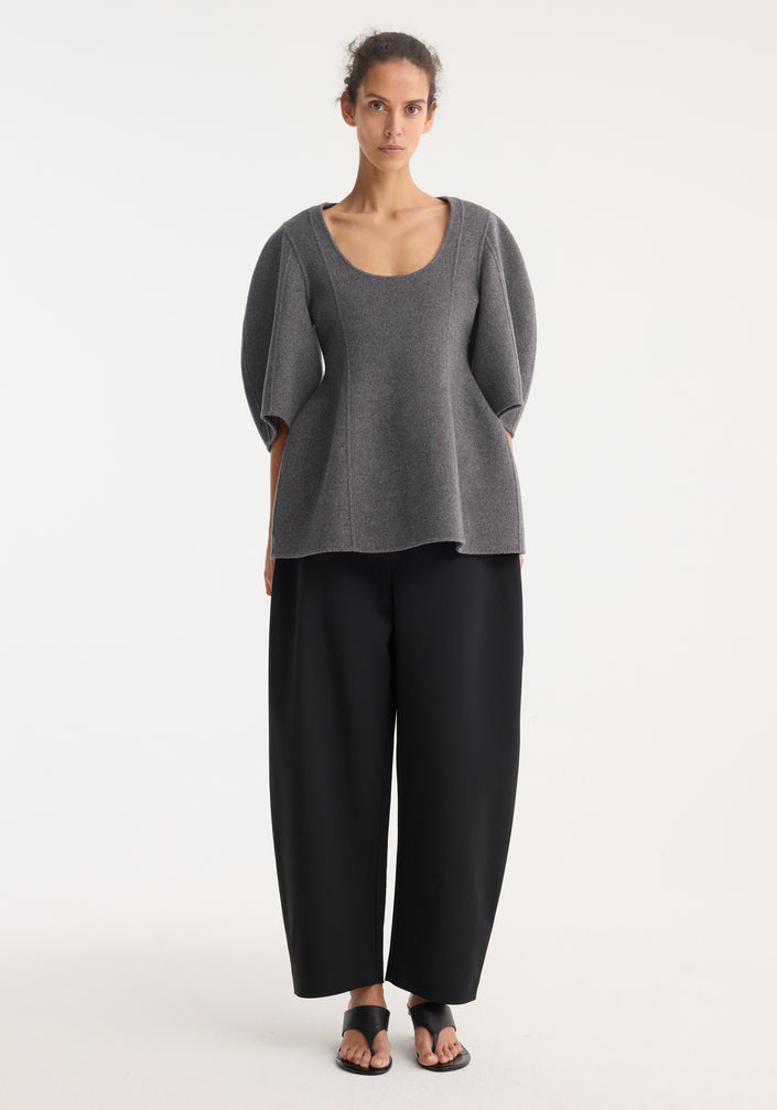 Sculptural double-faced top | mid grey melange