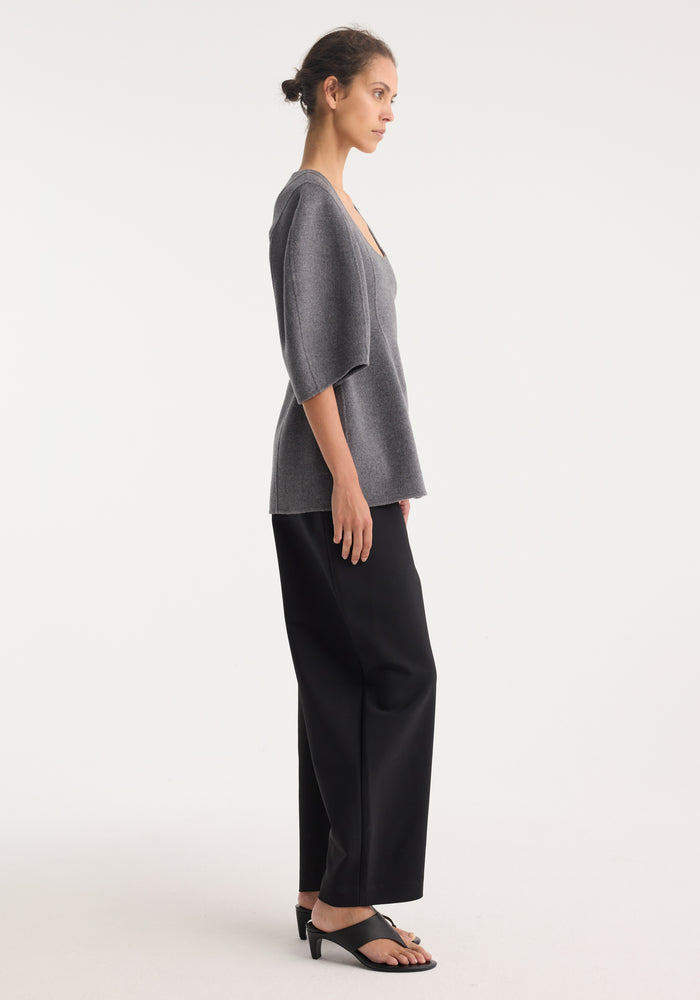Sculptural double-faced top | mid grey melange