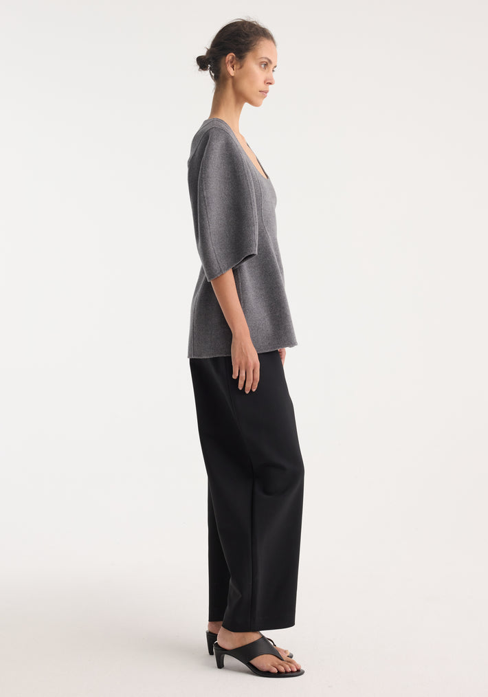 Sculptural double-faced top | mid grey melange