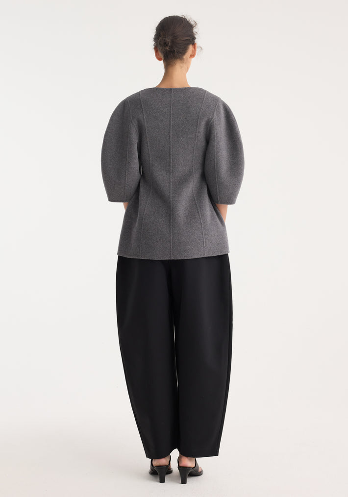 Sculptural double-faced top | mid grey melange