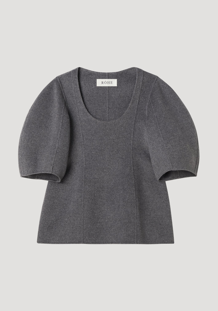 Sculptural double-faced top | mid grey melange