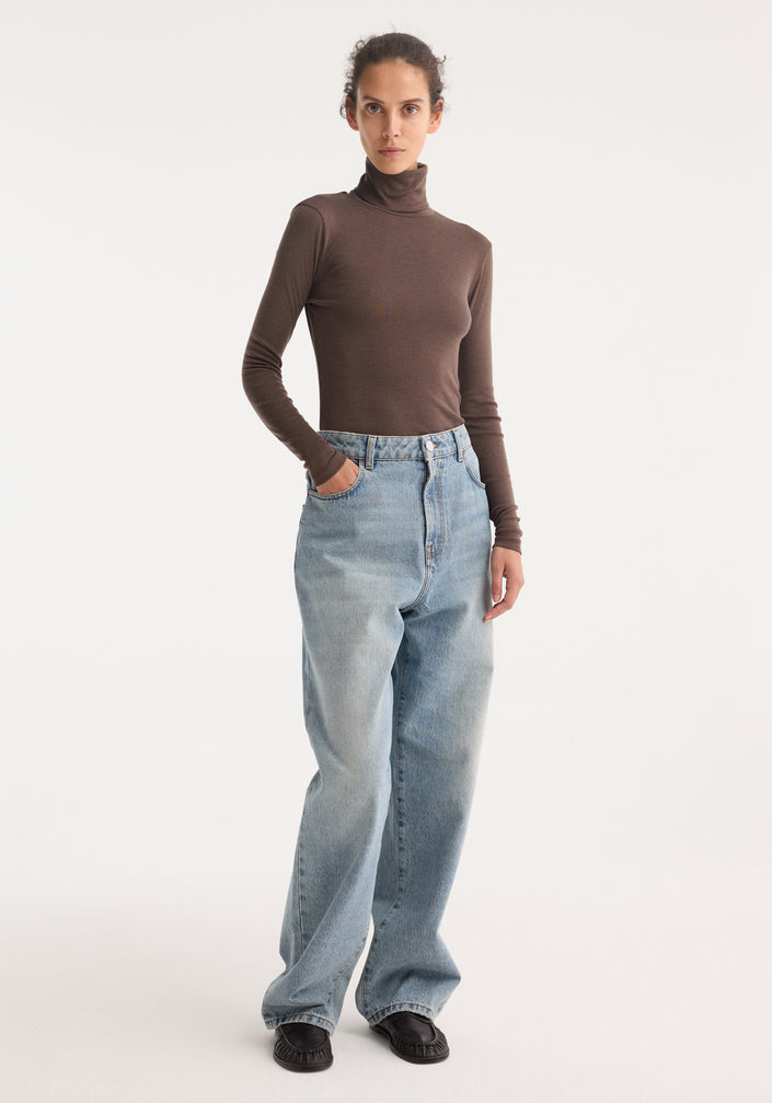 Fine merino turtleneck | brown melange