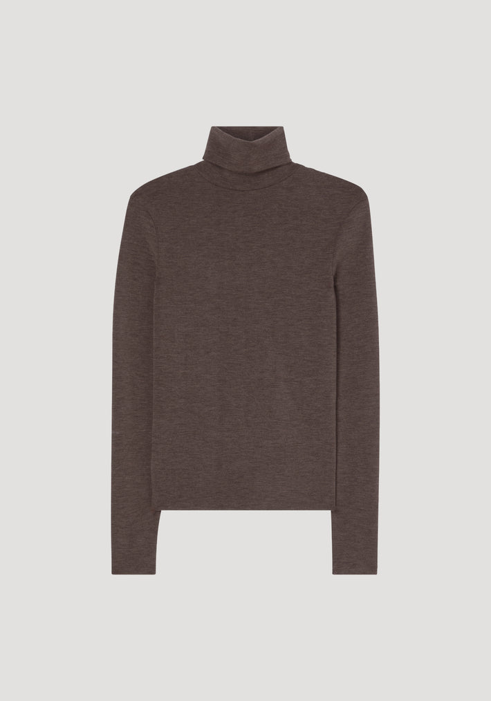 Fine merino turtleneck | brown melange