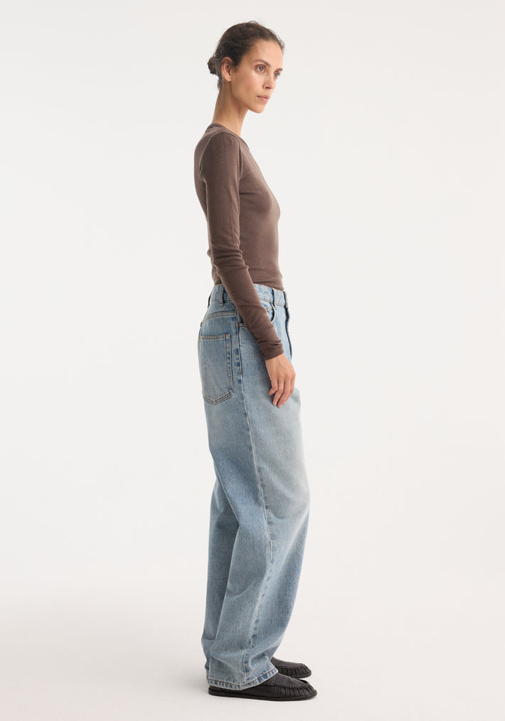 Fine merino long sleeve | brown melange