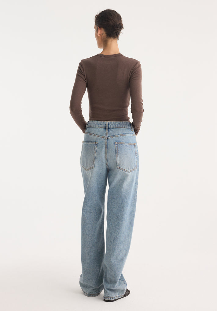 Fine merino long sleeve | brown melange