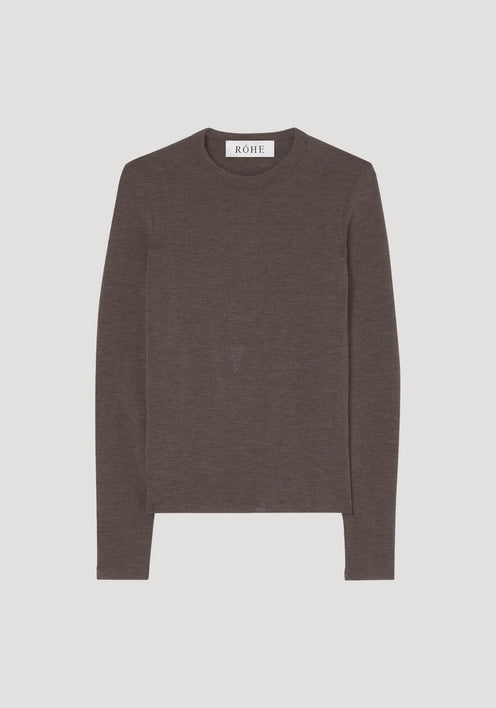 Fine merino long sleeve | brown melange
