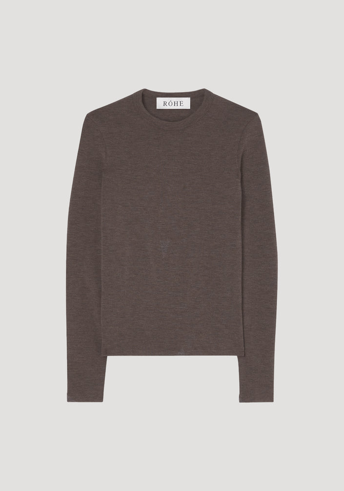 Fine merino long sleeve | brown melange