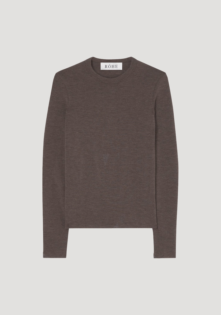 Fine merino long sleeve | brown melange