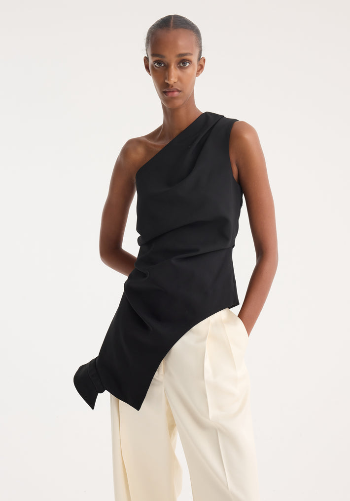 Reimagined one shoulder top | black