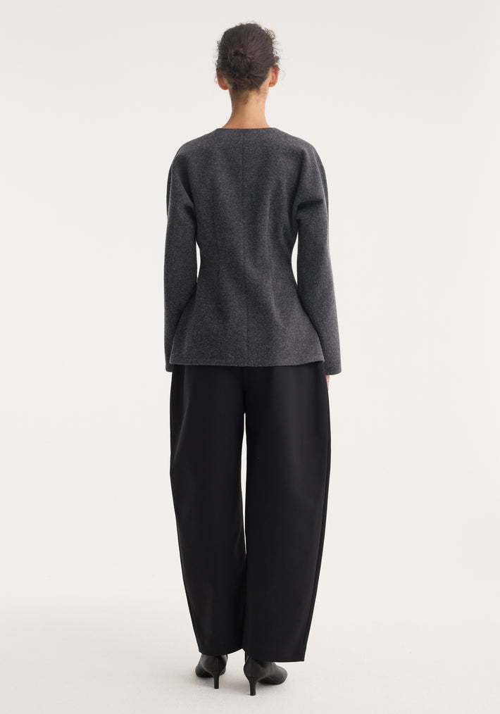 Pankou closure waisted cardigan | mid grey melange