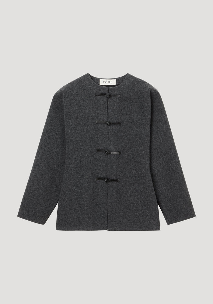 Mandarin waisted cardigan | mid grey melange