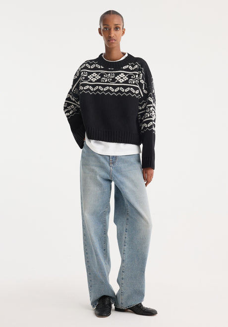 Fair-isle knitted jumper | black