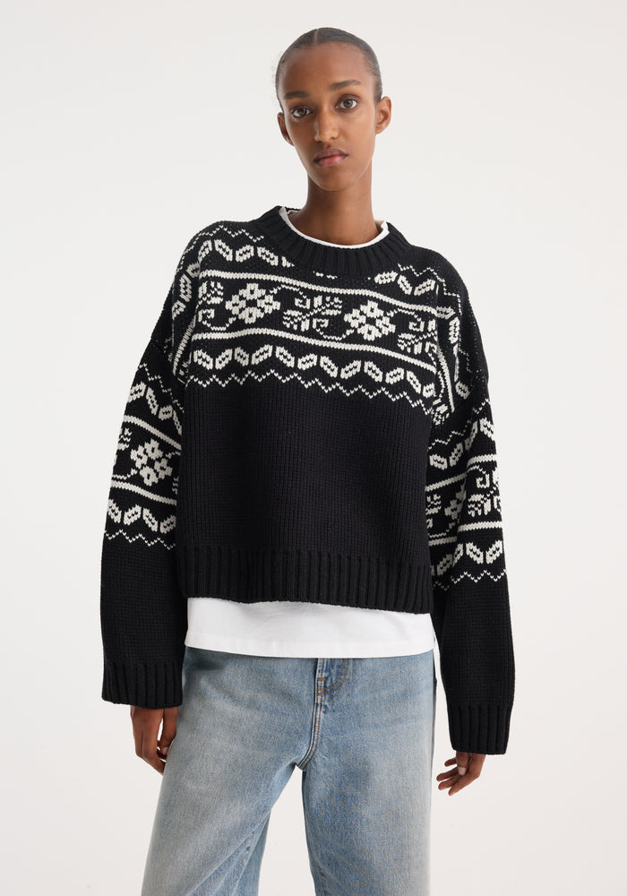 Fair-isle knitted jumper | black