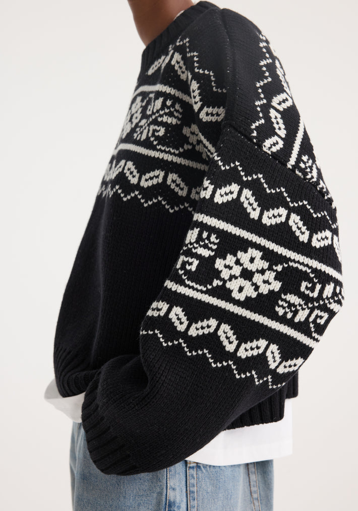 Fair-isle knitted jumper | black