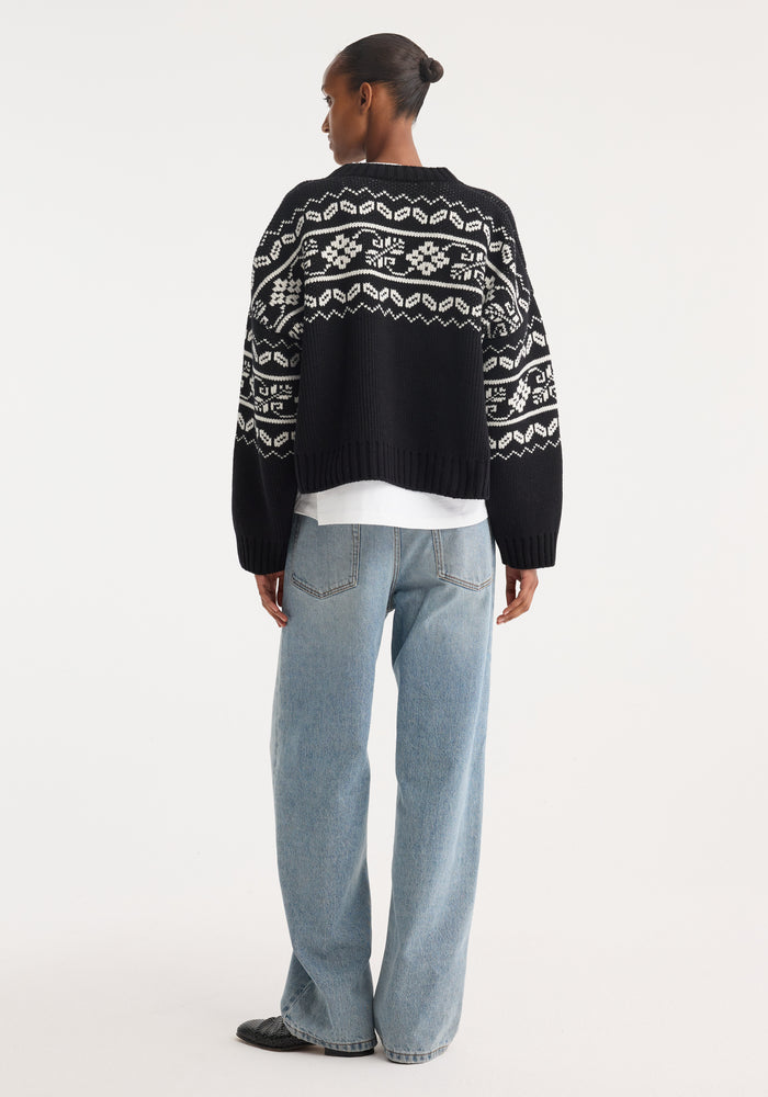 Fair-isle knitted jumper | black