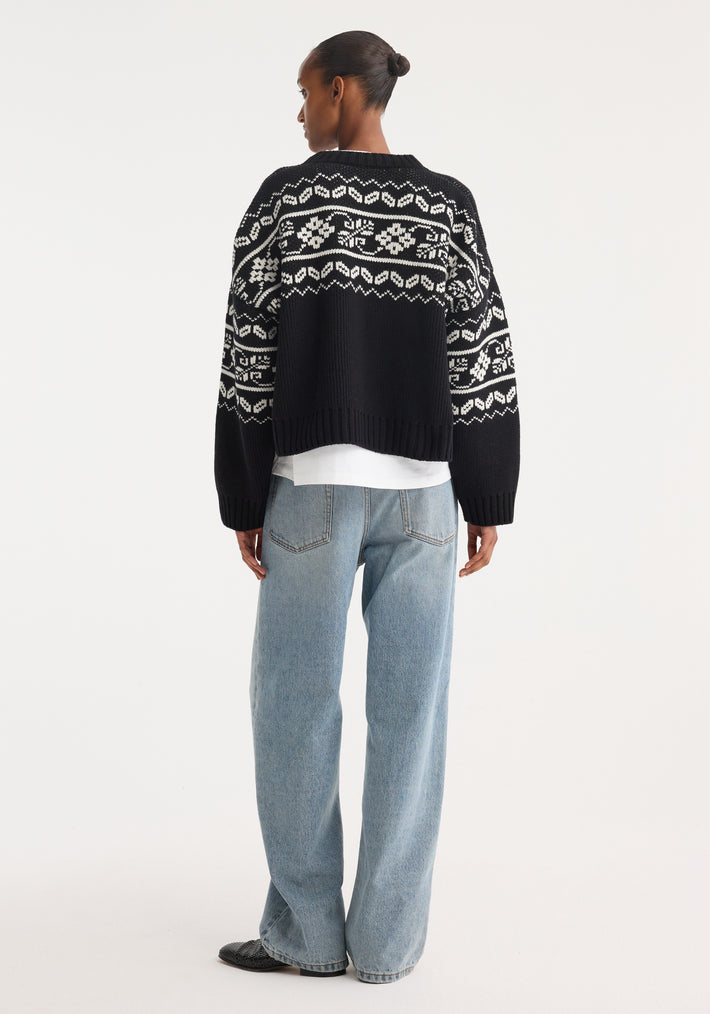 Fair-isle knitted jumper | black