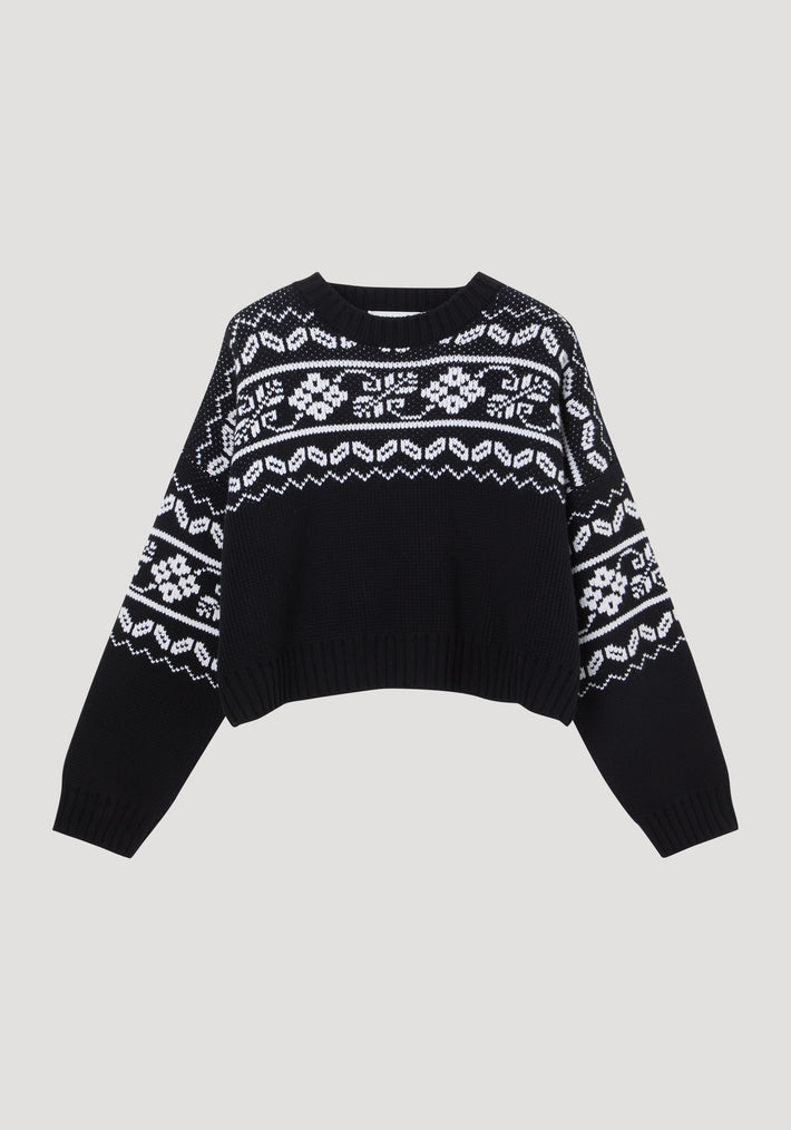 Fair-isle knitted jumper | black