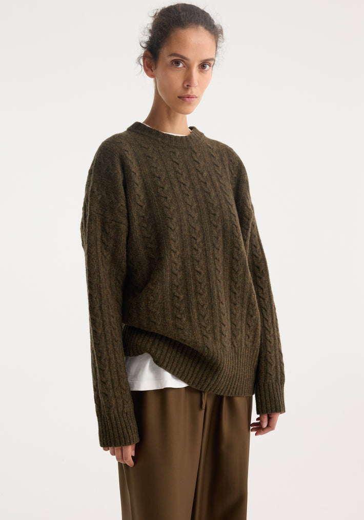 Cable knit jumper | forest melange