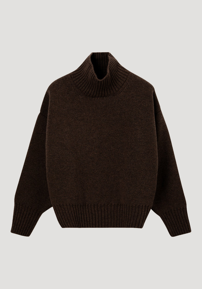 Sculptural compact turtleneck | dark brown