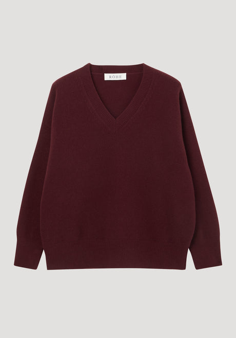 V-neck knitted jumper | burgundy