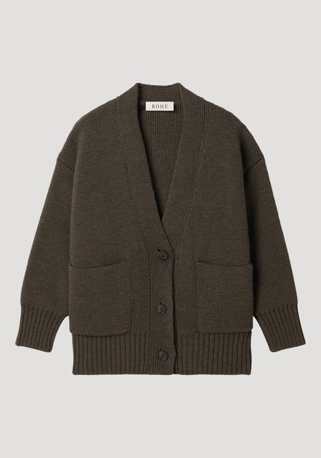 Sculptural compact cardigan | forest melange