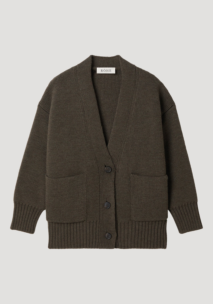 Sculptural compact cardigan | forest melange