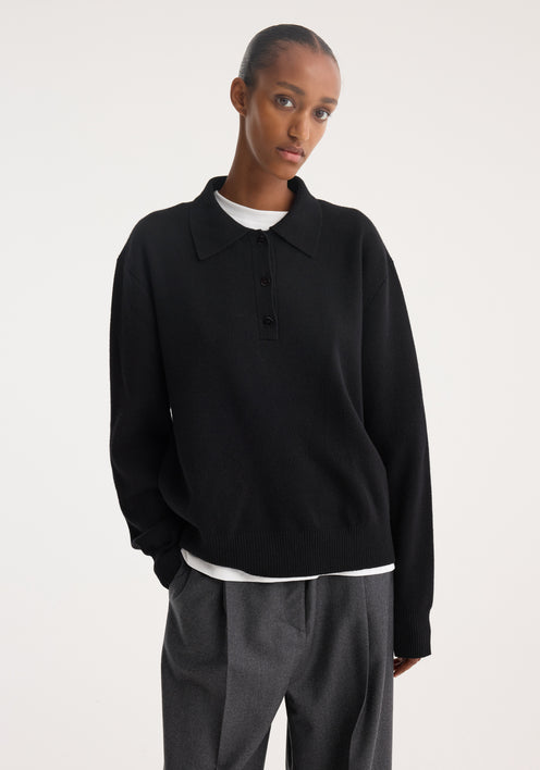 Compact knitted polo | black
