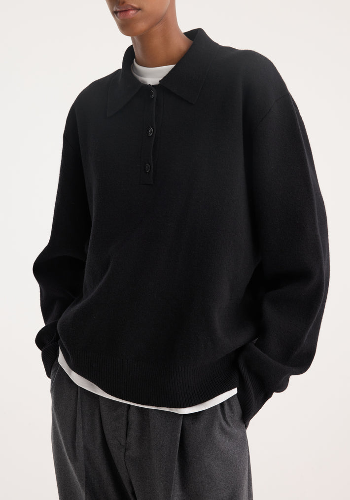 Compact knitted polo | black