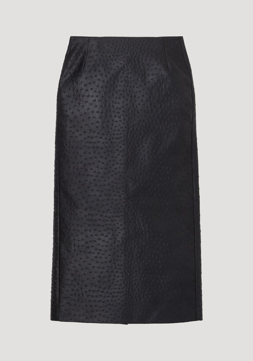 Ostrich satin column skirt | black