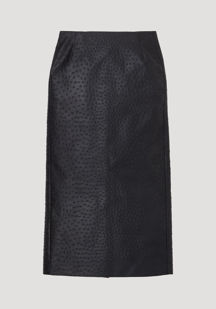 Ostrich satin column skirt | black