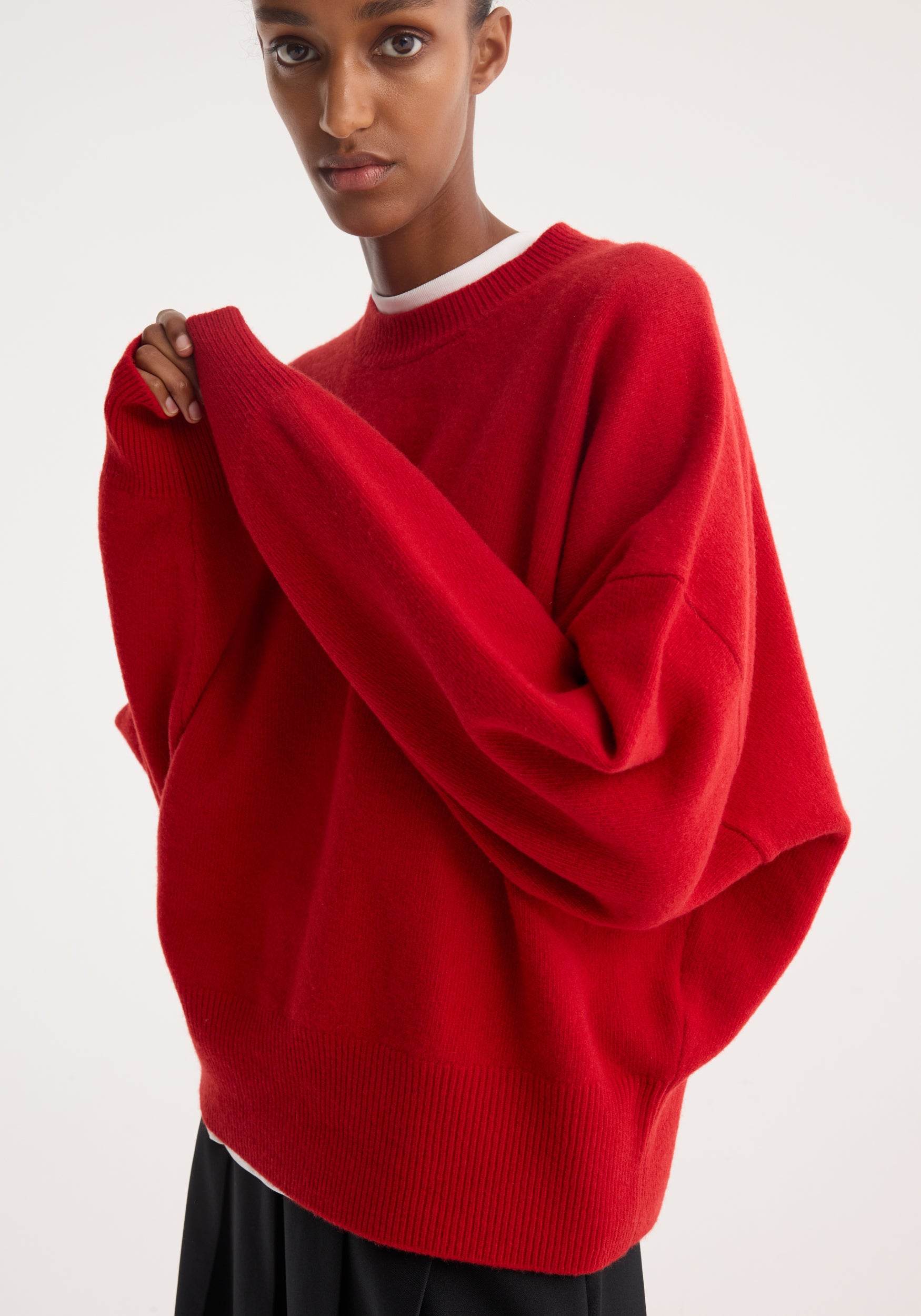 ACNE STUDIOS レッド ウール セーター ダメージストライプセーター プルオーバー ニット | ブランド古着の