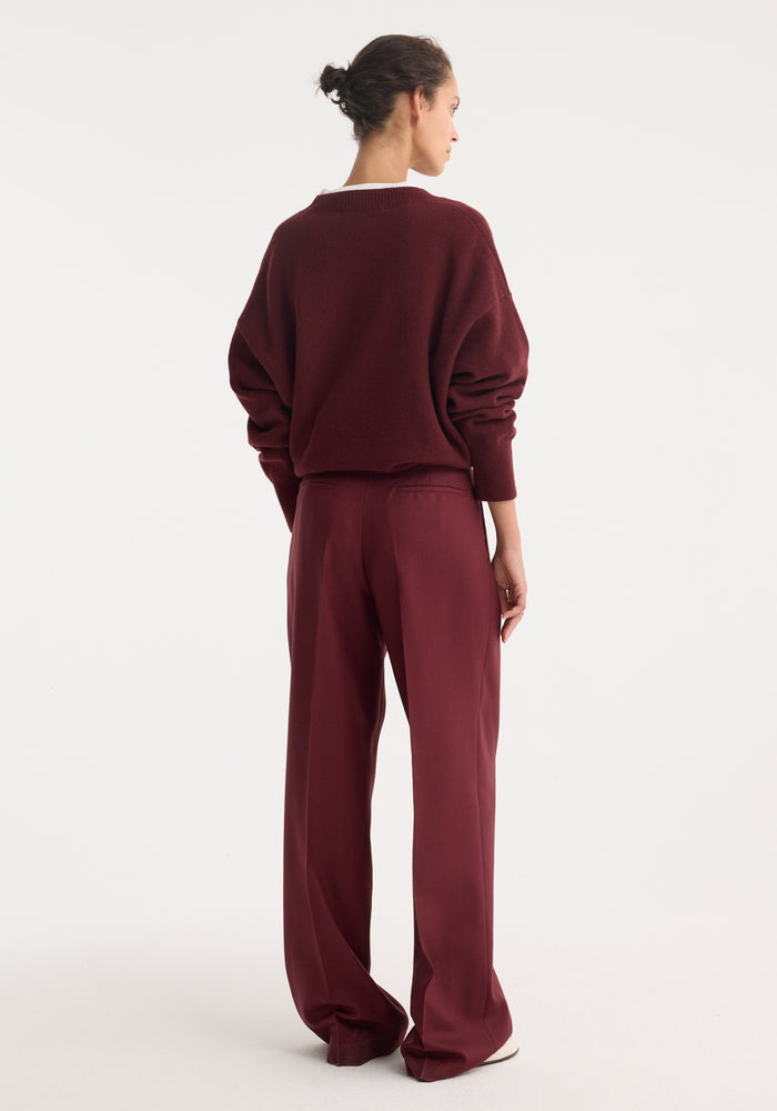 Mid-waist tailored trousers | burgundy