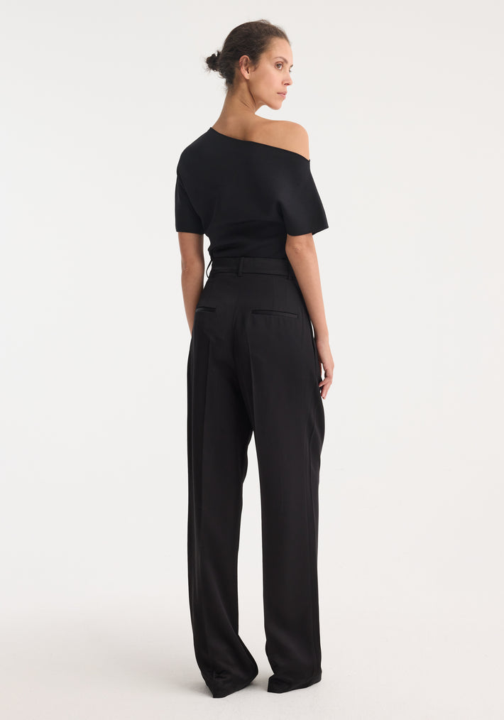 High-waist satin trousers | black