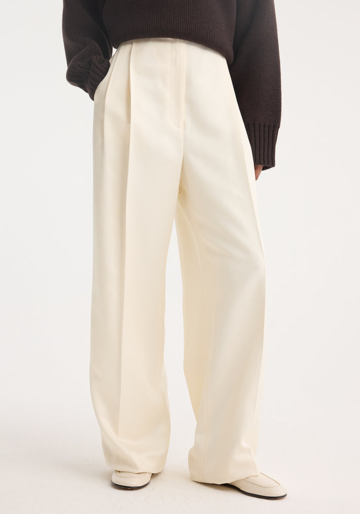 High-waist satin trousers | cream