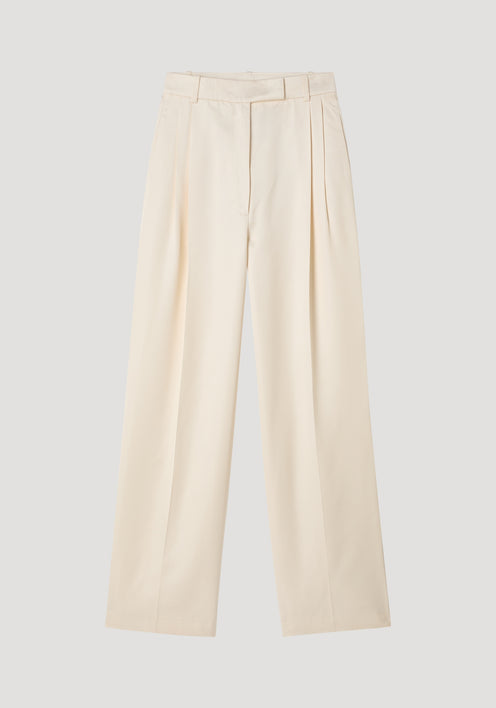 High-waist satin trousers | cream