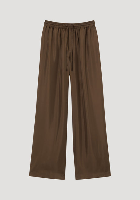 Wide leg silk trousers | forest