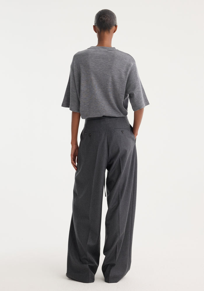 Relaxed soft wool trousers | dark grey melange