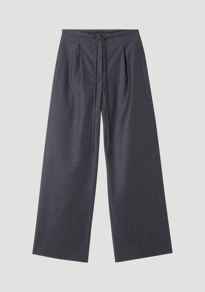 Relaxed soft wool trousers | dark grey melange