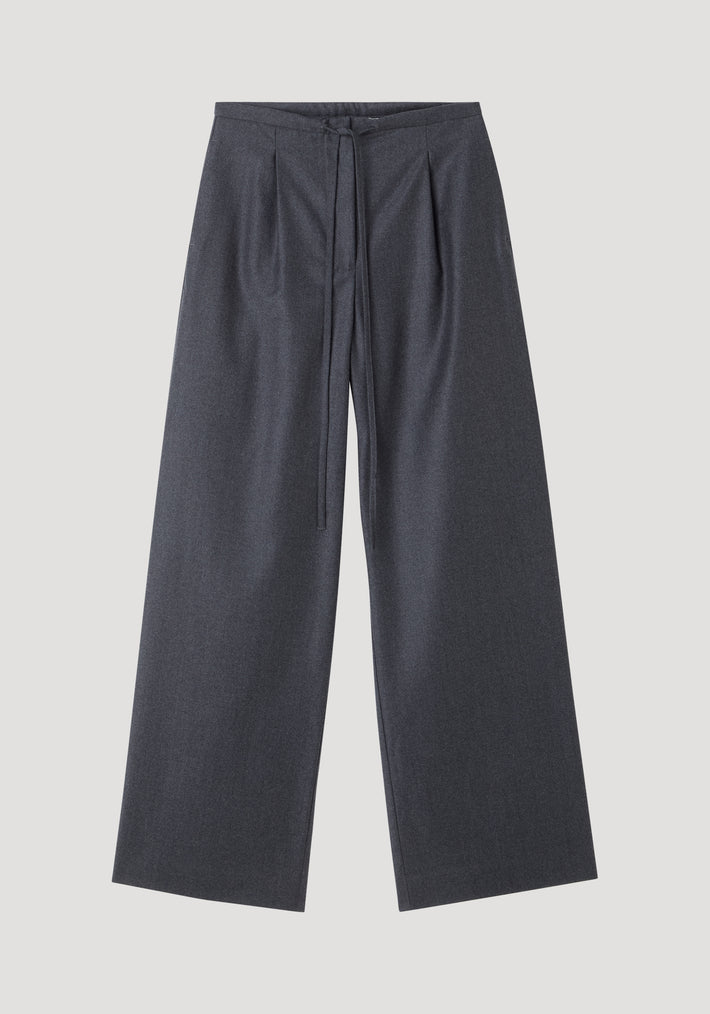 Relaxed soft wool trousers | dark grey melange