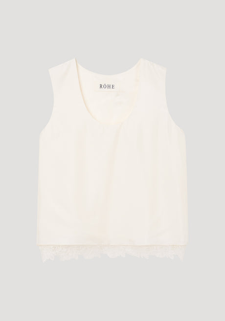 Lace-trimmed silk top | cream
