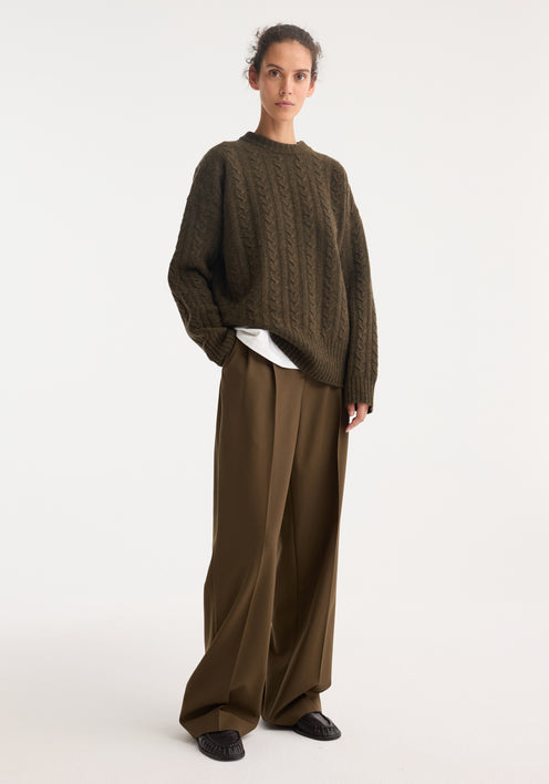 Cable knit jumper | forest melange
