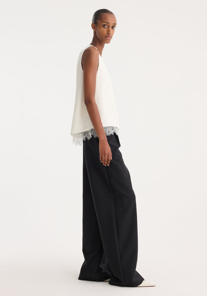 Lace-trimmed silk top | cream