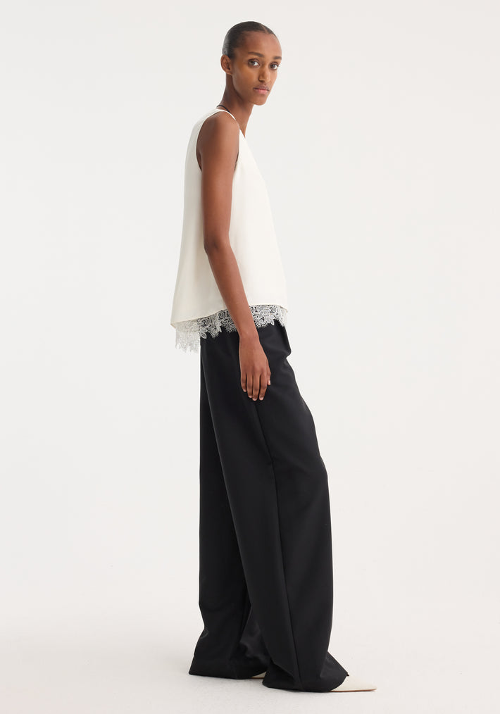 Lace-trimmed silk top | cream
